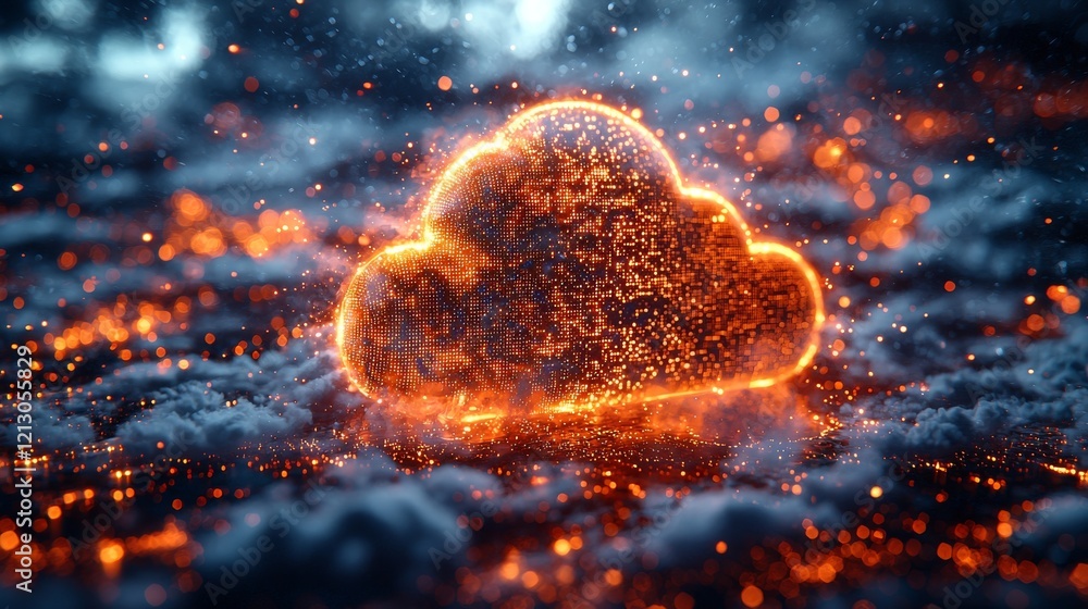 Poster cloud computing is transforming digital data storage into a virtual environment, driving tech innova