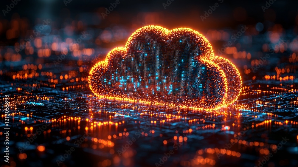 Poster cloud computing is reshaping digital data storage through a virtual environment, fueling tech innova