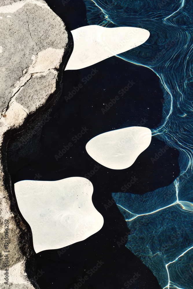 Aufkleber captivating water and stone abstraction: play of light and shadows in a serene pool landscape settin