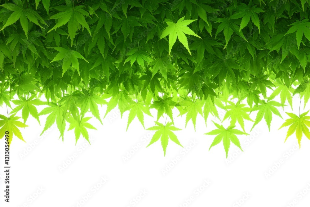 Poster isolated tree branch with green foliage for object and retouch design