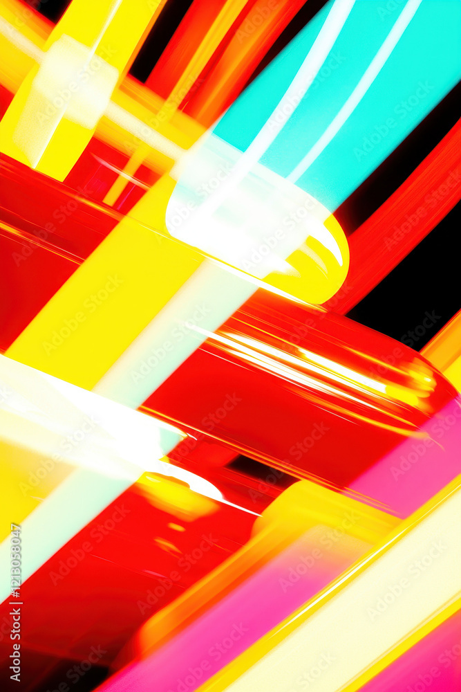 Poster vibrant abstract neon light patterns capturing dynamic motion and colorful energy for modern graphic