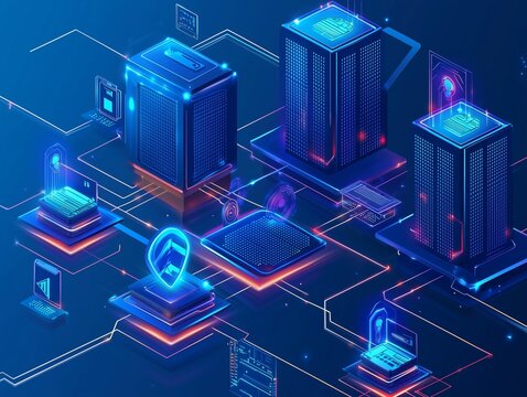 Secure network connection concept with motherboard, safety authentication, and AI regulations