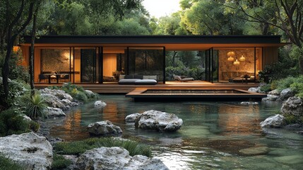 A digital detox retreat where people unwind and reconnect with nature