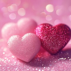 Obraz premium Valentine's Day Pink Hearts Background with Romantic Decorative Elements and Soft Pastel Tones – Love and Romance Theme