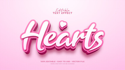 Editable sweet hearts 3d text effect, love text style effect
