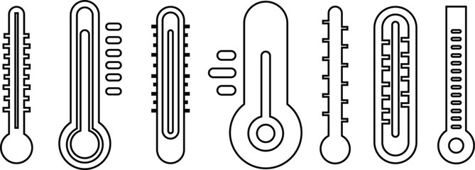 Thermometer Icon sign isolated on transparent Background Temperature hot cold symbol line set vector for apps or web Science tool The Climate change concept of weather and increased temperature