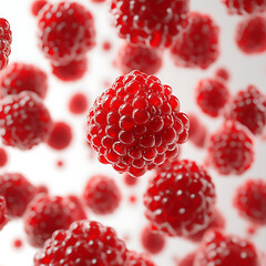  A Detailed 3D Illustration of Raspberries