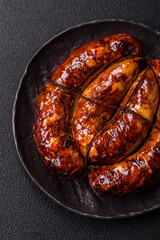 Delicious sausage with salt, spices and herbs