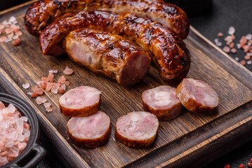 Delicious sausage with salt, spices and herbs