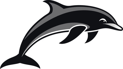 Clean silhouette of a jumping dolphin