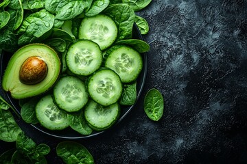 In a futuristic kitchen, users can interact with a digital display to create personalized detox diets that include ingredients like cucumber, avocado, and turmeric, guided by a holographic detox