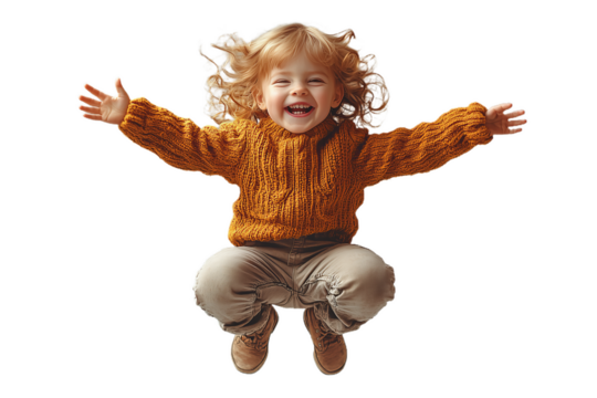 Joyful Toddler Girl Jumping with Excitement - Powered by Adobe
