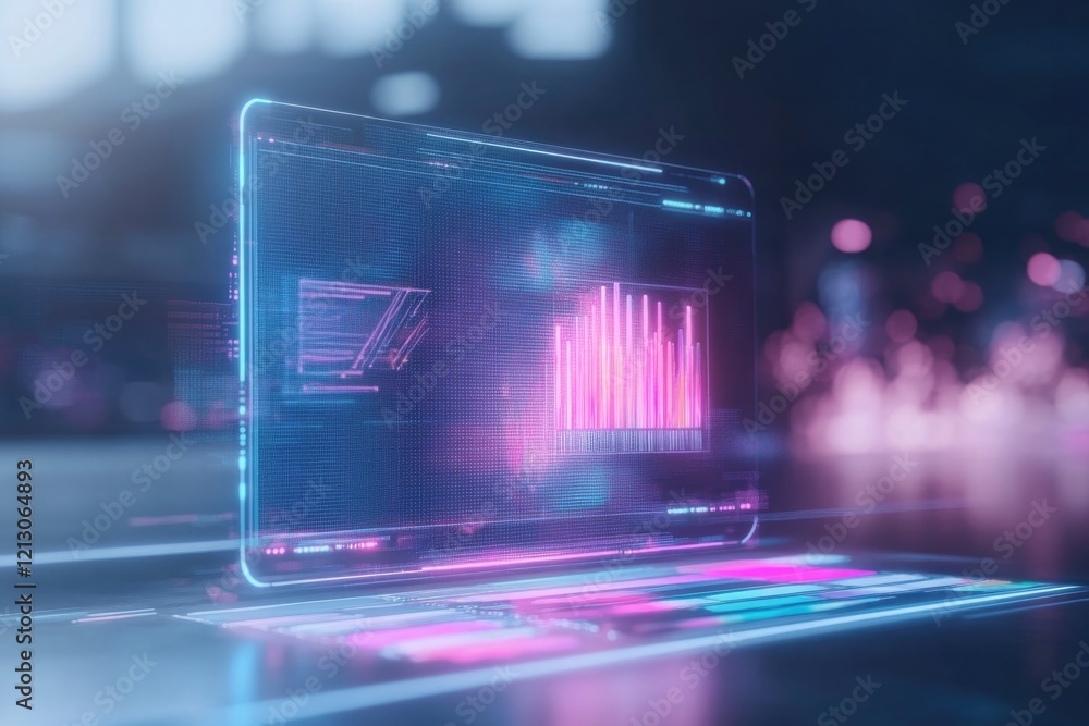 Aufkleber conceptual image of digital art workspace with glowing virtual brushes and vibrant color palette on 