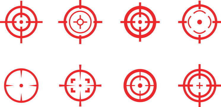 Target destination icon set in line style. Vector for apps or web shooting sniper rifle target circle logo for a gun sight and a focus sign Crosshairs Bullseye isolated on transparent background