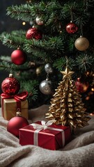 christmas tree with gift boxes