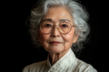 Fototapeta premium A thoughtful elderly Asian woman