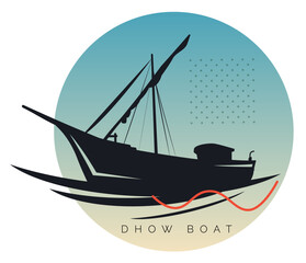Traditional wooden Sail Boat - Dhow Boat - Stock Illustration