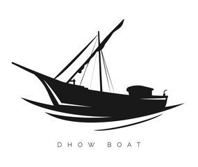 Traditional wooden Sail Boat - Dhow Boat - Stock Illustration