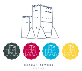 Barzan Towers - Umm Salal Mohammed Fort Towers - Stock Illustration