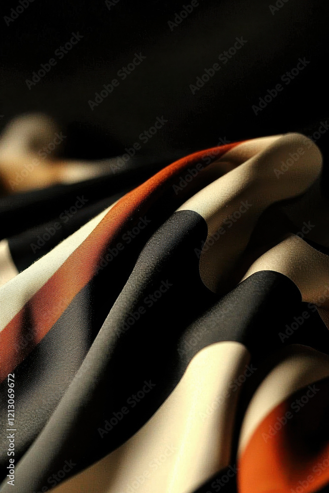 Poster elegant waves of patterned fabric displaying an artistic play of shadows and textures in a chic life