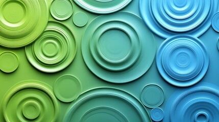 Artistic Abstract Background with Smooth Green and Blue Circular Patterns in a Bold Composition