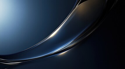 Abstract dark blue gold curve on gradient background.