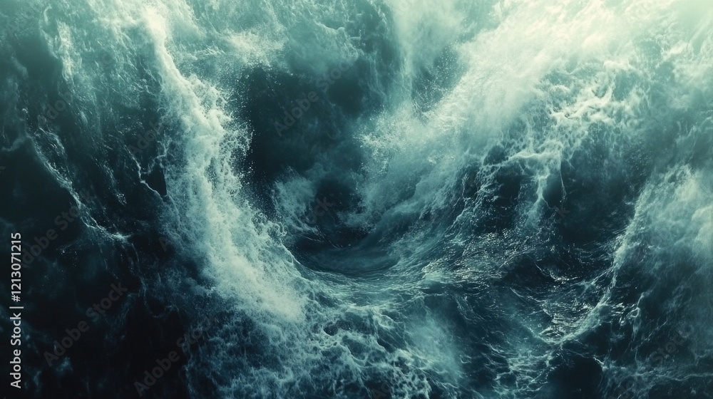 Aufkleber dramatic swirling ocean waves with whitecaps create a powerful and dynamic abstract pattern