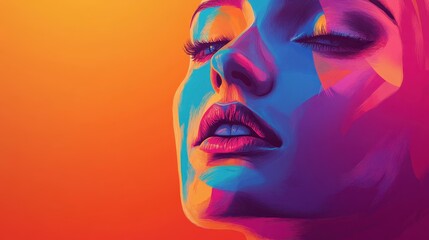 Vibrant Colorful Portrait of a Womans Face
