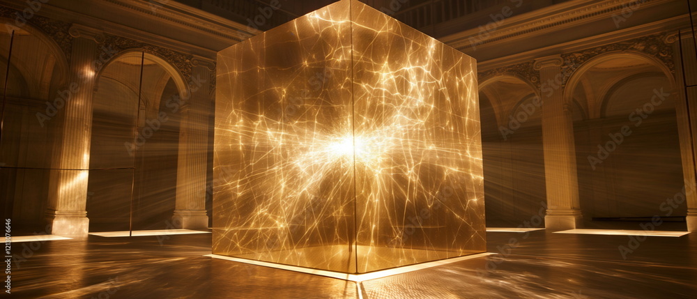 Poster a box that emits light through thin slits. etherea_001