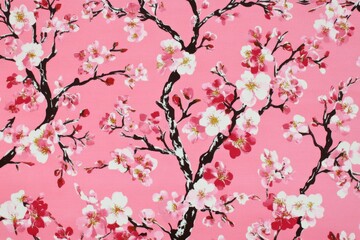 A top view of a flower blossom pattern against a pink background