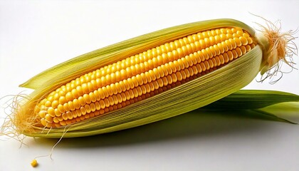 fresh corn cob on white background 17