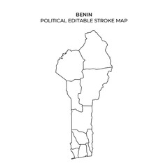 This map outlines the political divisions of Benin, showcasing regions and borders. It serves as a helpful resource for students and researchers exploring the countrys geography.