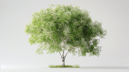 Birch tree with white trunk and fresh spring leave_003