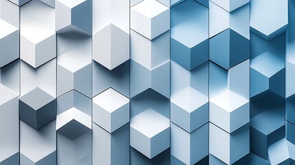 Contemporary Background of Interlocking Gray and Blue Cubic Patterns in a Symmetrical Design