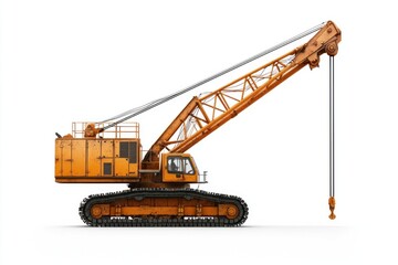 Crawler Crane isolated on white background. Crane icon. Heavy Machinery isolated on white. Construction Crane. Crawler Crane Design Element. Crane Vehicle Isolated for Designers.