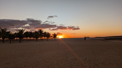 Sunset over tropical beach in Boa Vista, Cabo Verde, Africa