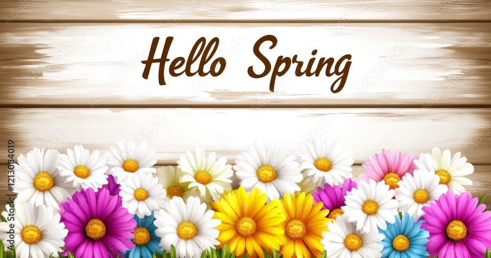 Aufkleber spring flowers are celebrated in a modern design where the text 