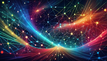 Naklejka premium Abstract background connecting points, lines and dots , big data and network connection concept