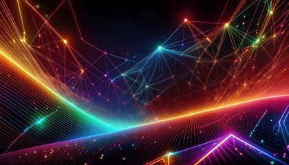 Fototapeta premium Abstract background connecting points, lines and dots , big data and network connection concept