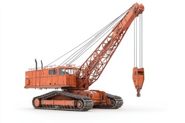 Crawler Crane isolated on white background. Crane icon. Heavy Machinery isolated on white. Construction Crane. Crawler Crane Design Element. Crane Vehicle Isolated for Designers.