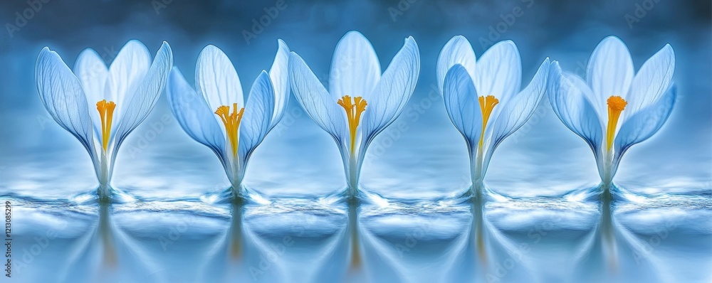 Poster colorful and abstract depiction of spring flowers for a web header