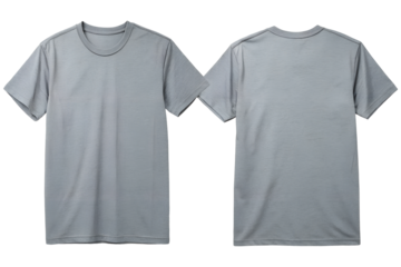 grey t-shirt front and back set, soft focus isolated on the transparent background