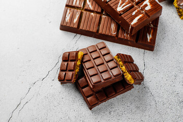 Dubai chocolate bar with pistachio paste and kadaif dough