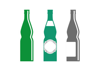 Vintage beer glass bottles isolated on white background. Vector clipart