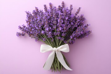 Tranquil Beauty: Serene Composition of Lavender Sprigs in Minimalist Style for Aesthetic Relaxation and Calm Atmosphere