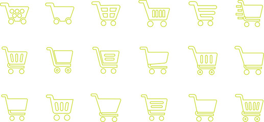 Shopping cart trolley icon in line set. Containing shopping, order, buy, purchase, bought, sale, sell, store, market for e-commerce. Vector for apps or website isolated on transparent background