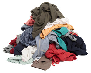 pile of dirty clothes, soft focus isolated on the transparent background