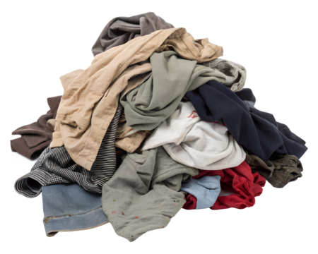 pile of dirty clothes, soft focus isolated on the transparent background