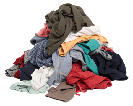 pile of dirty clothes, soft focus isolated on the transparent background