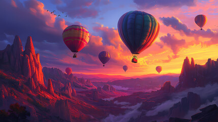 Fototapeta premium several vibrant hot air balloons
